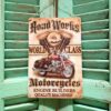 Metalskilt Road Works Motorcykel