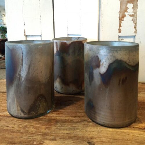 Malet rustik Hurricane/potte i glas med flot mønster