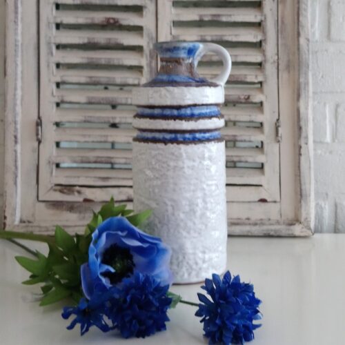 Keramik vase 4087a hvid/blå i smuk rustik glasur
