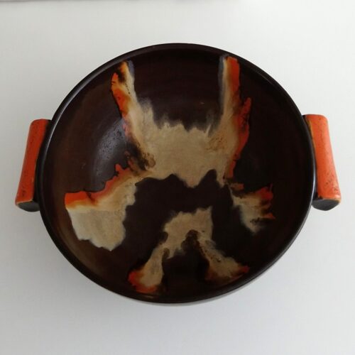 Keramik skål brun/orange med mønster