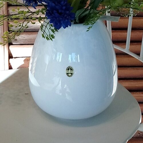 Van Dijk keramik vase – hvid glasur i pæn stand