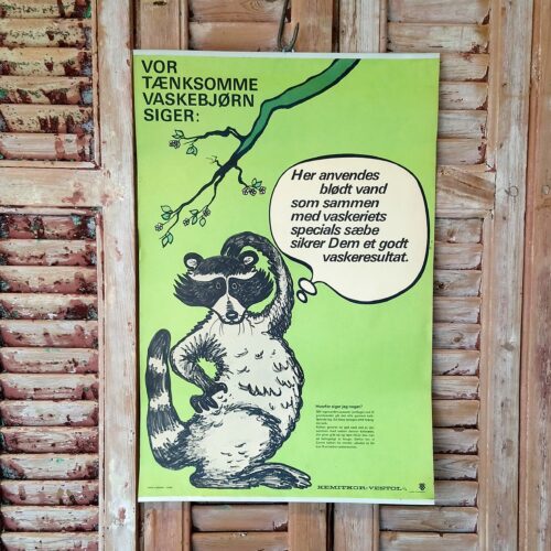 Gammel vaskeriplakat retro i plakatlister – flot grøn