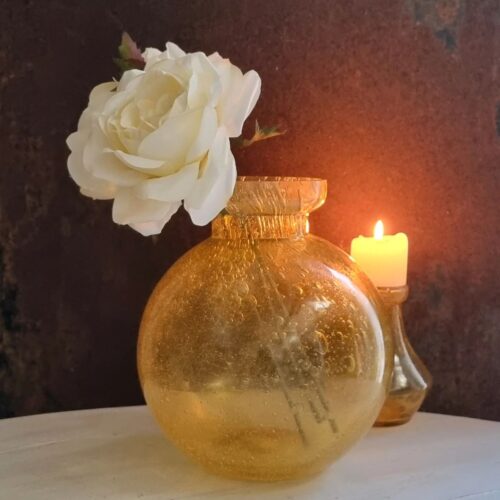 Gul bobleblæst recycled vase