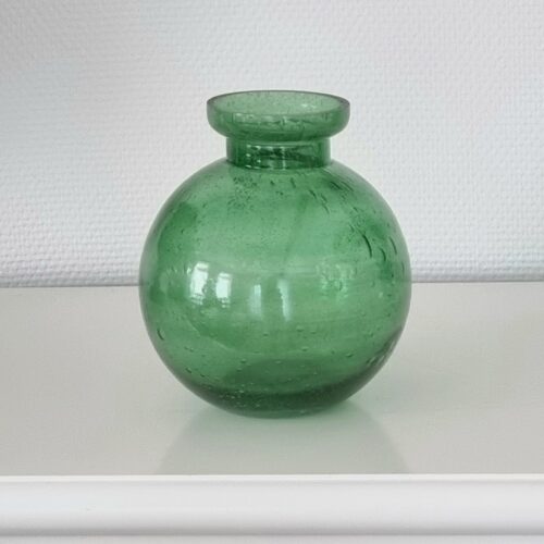 Grøn glasvase med bobler indblæst – stor