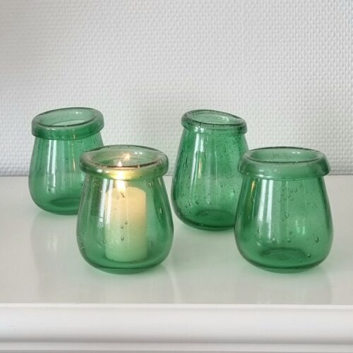 Grøn lanterne/glasvase med bobler indblæst