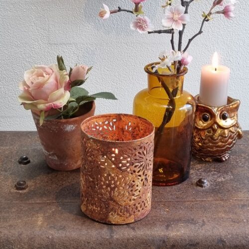 Lille lanterne – smukt mønstret i rustlook