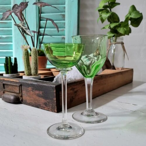 Elegant grønne glas - sæt 2 stk.