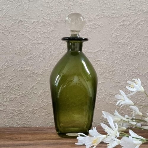 Smuk grøn Holmegaard flaske med glasprop