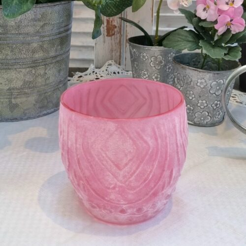 Flot pink glaspotte – smuk rustik