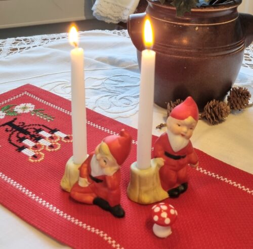 Søde retro nisser til julelys - sæt 2 stk.