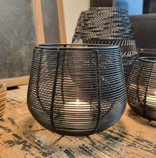Lanterne i sort metal - stor str. - ny og fin