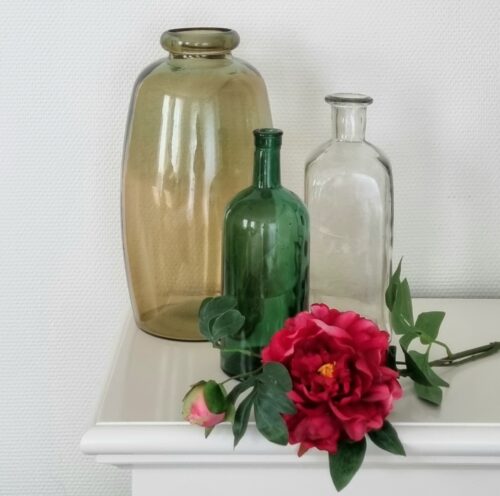 Smukt glas og fine blomster