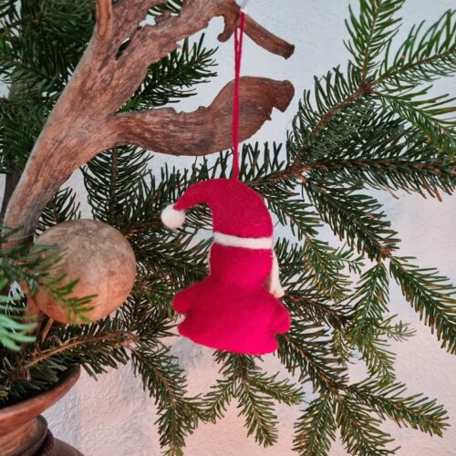 Sød Julemand i filt – til ophæng eller dekorationer