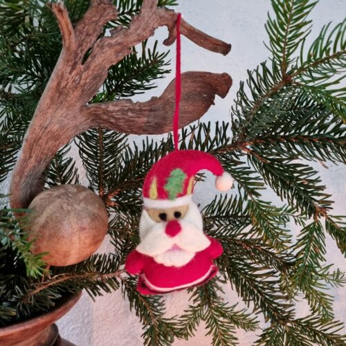 Sød Julemand i filt – til ophæng eller dekorationer
