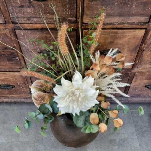 Stor hvid Dahlia – flot blomsterstilk
