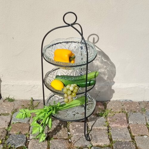 Elegant tallerken stativ med 3 glasskåle