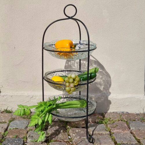 Elegant tallerken stativ med 3 glasskåle