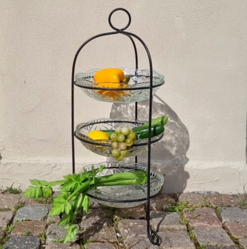 Elegant tallerken stativ med 3 glasskåle