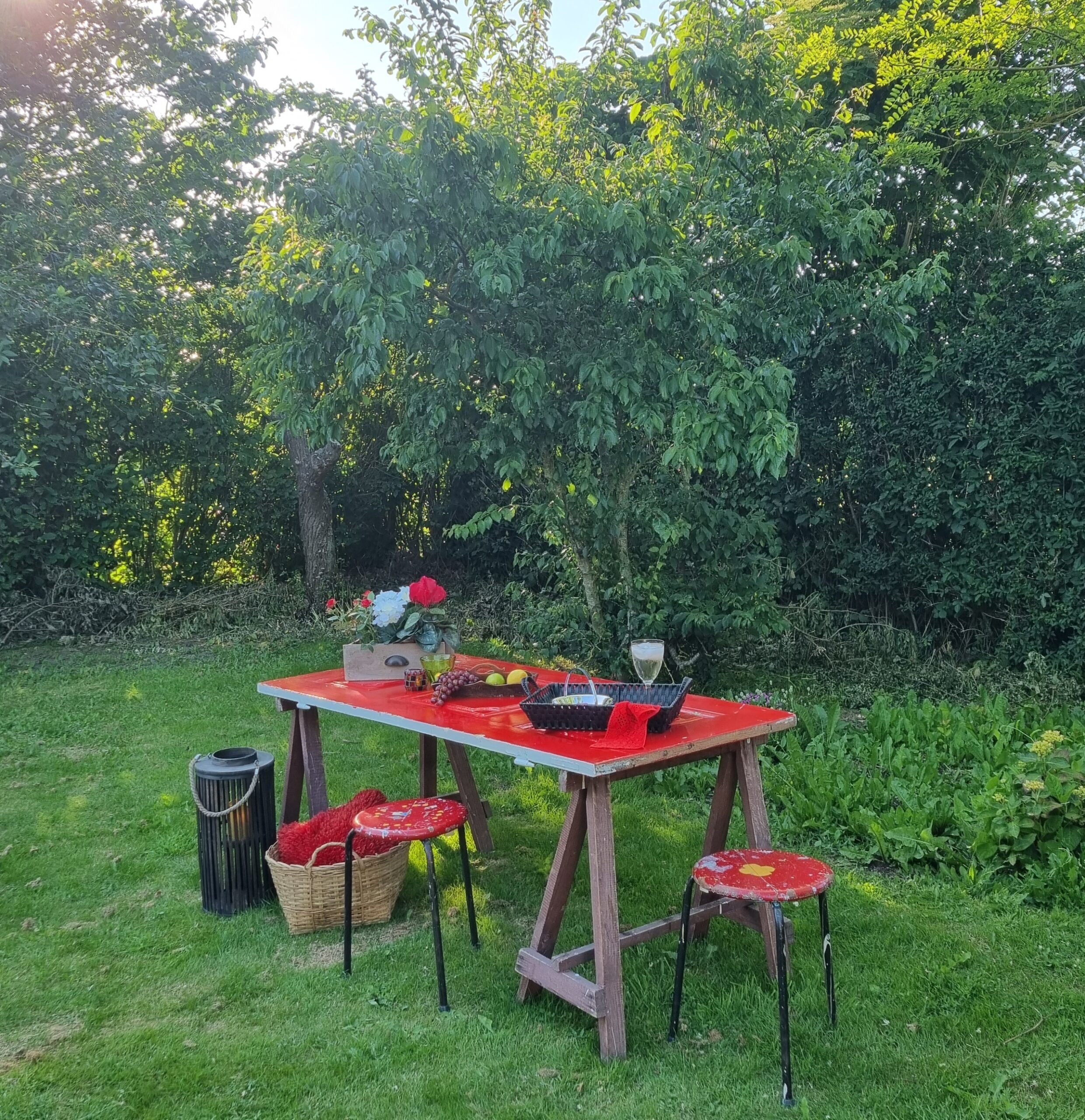 Gammel fyldningsdør med 2 bord bukke
