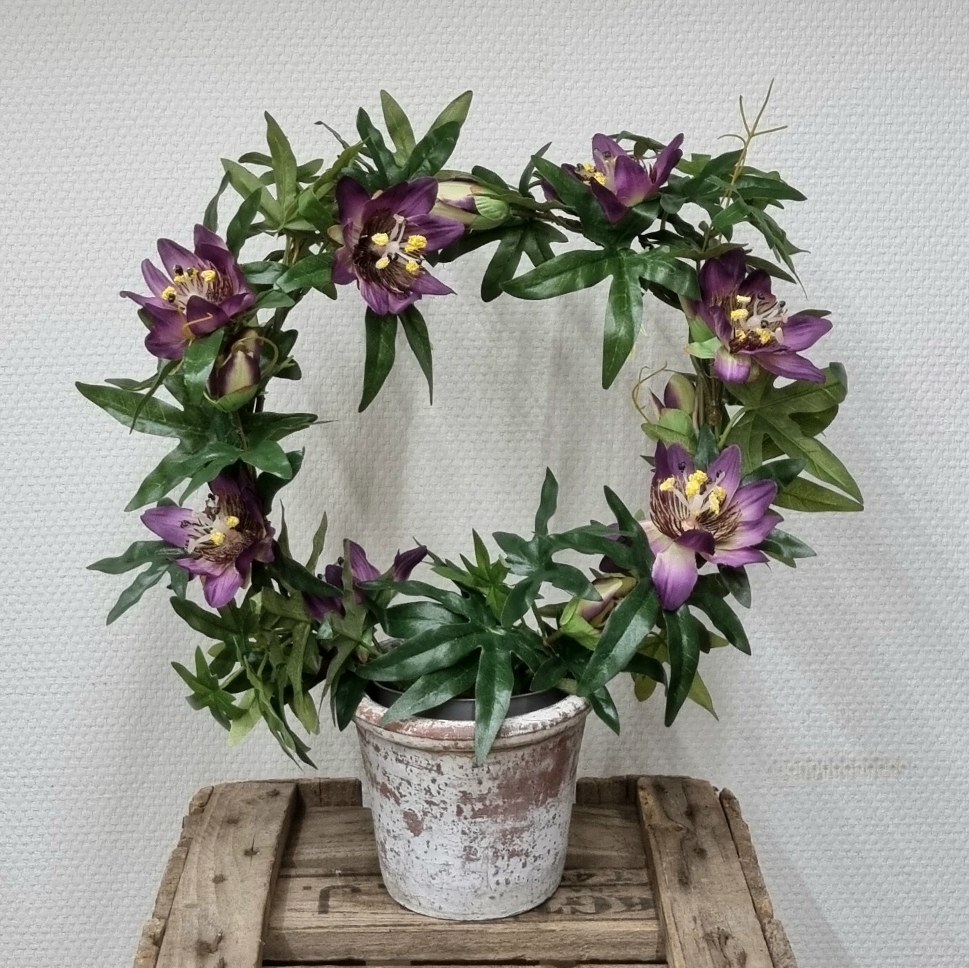 Passions blomst lilla/hvid på bøjle