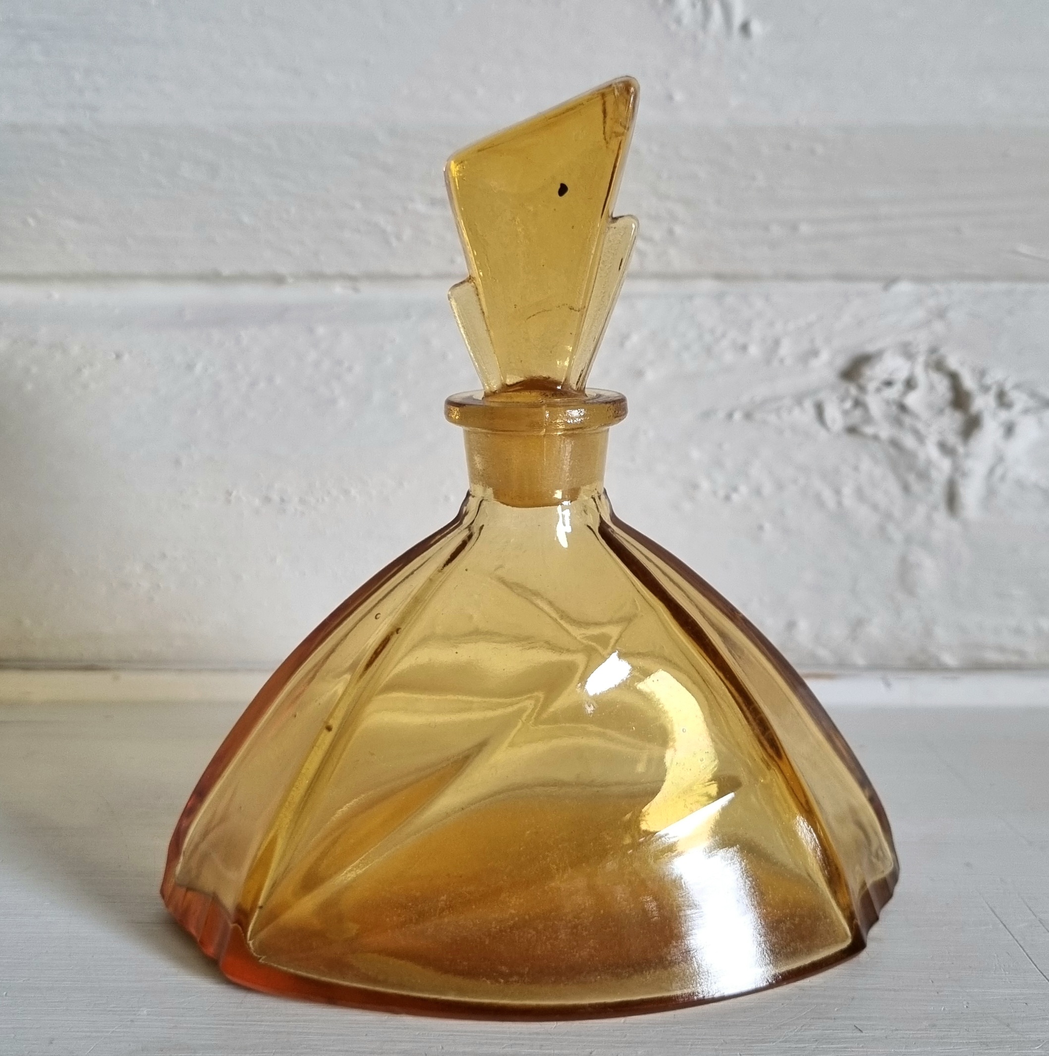 Smuk ravfarvet glas flakon med prop