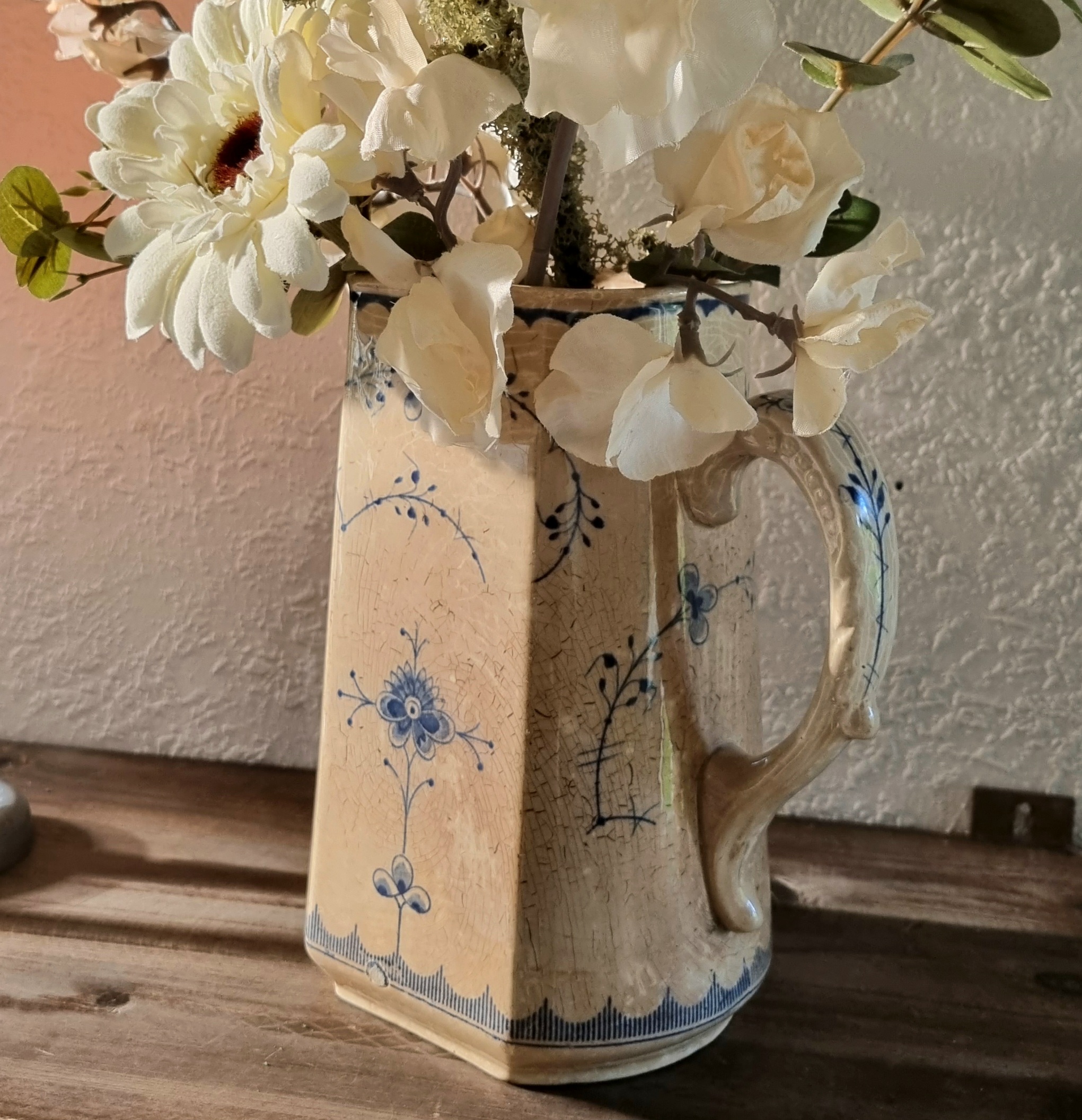 Antik Villeroy & Boch Mussel kande med smuk patina - Billede 3