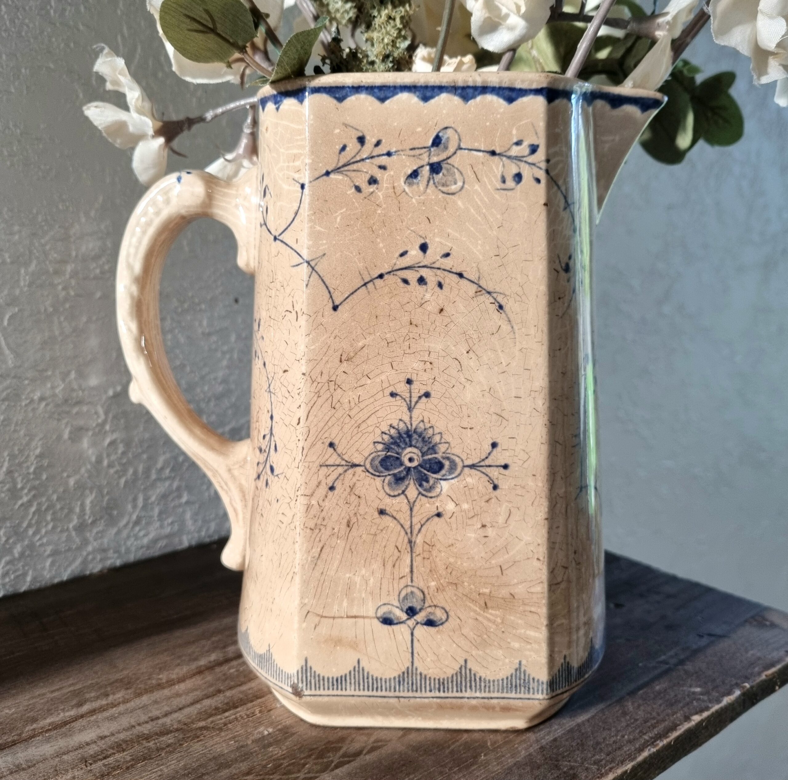 Antik Villeroy & Boch Mussel kande med smuk patina - Billede 4