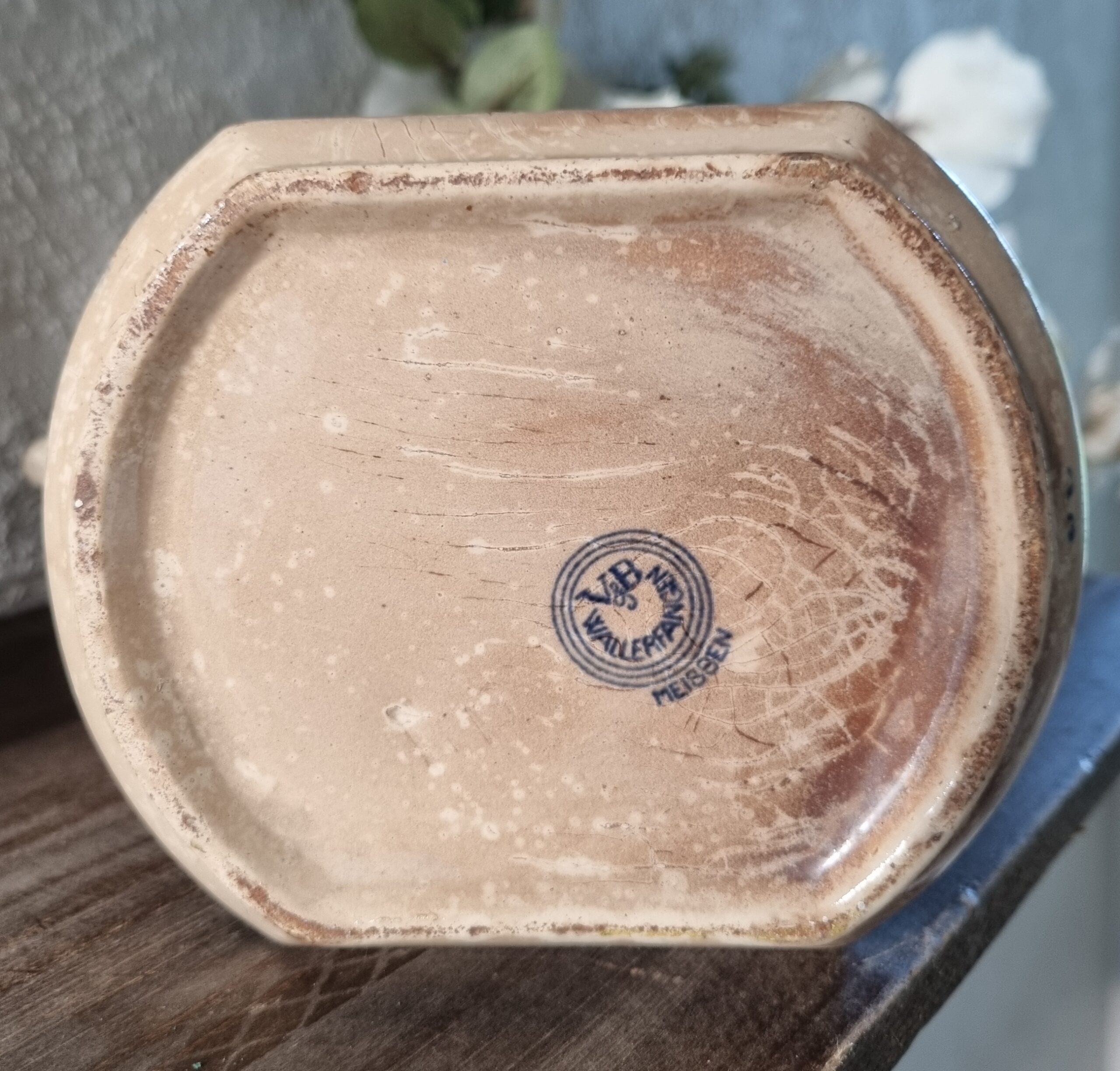 Antik Villeroy & Boch Mussel kande med smuk patina - Billede 5