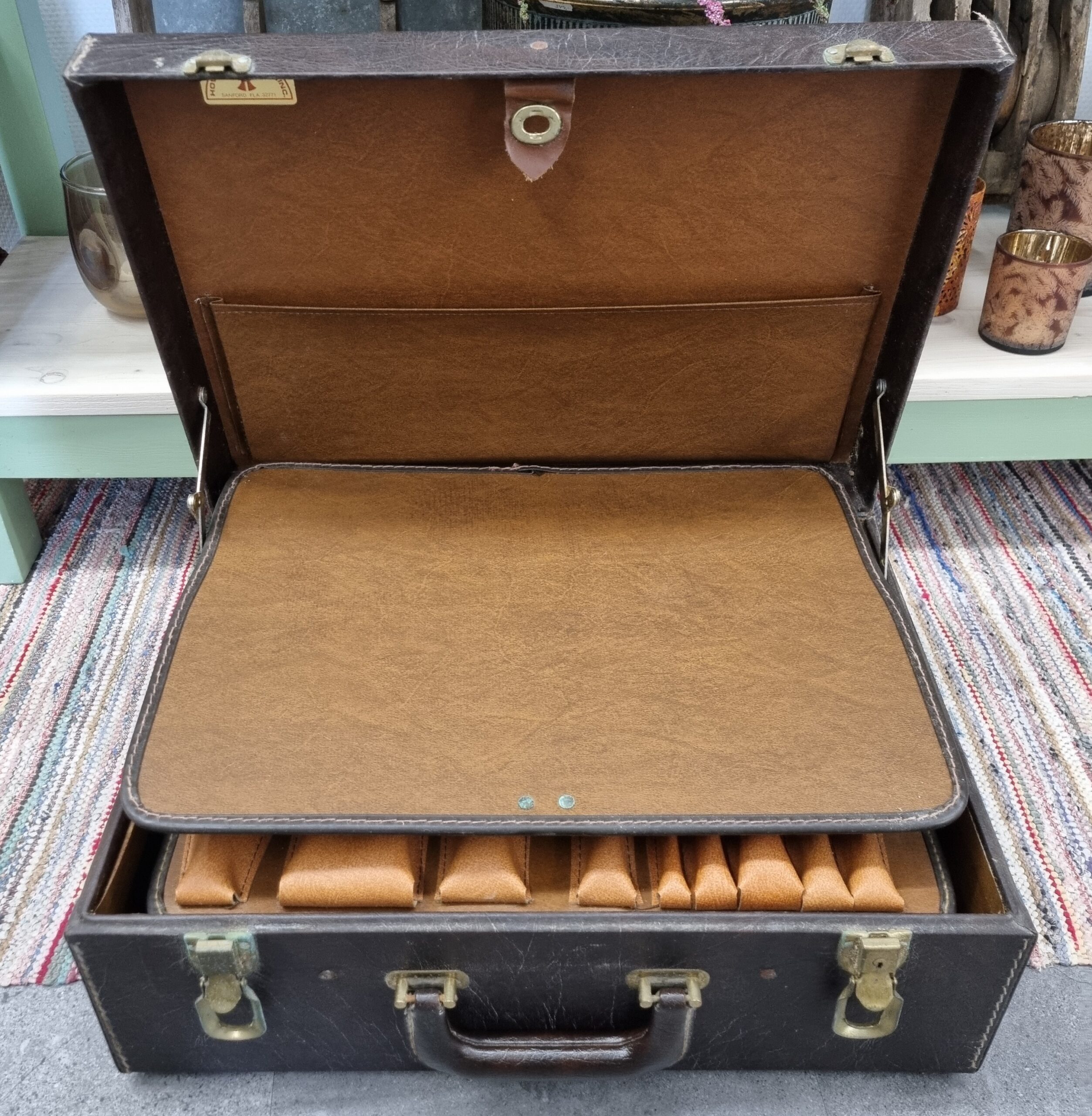 Stor flot værktøjs kuffert i læder - meget velholdt