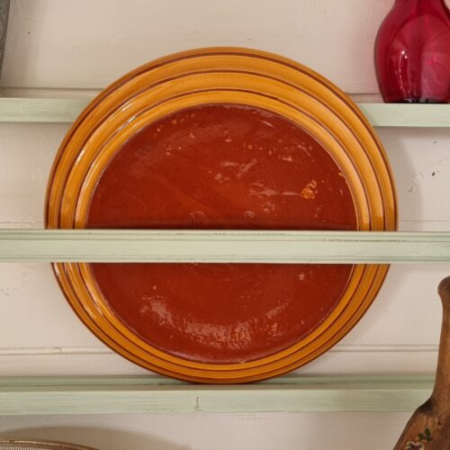 Flot stort lerfad i smuk glasur – i flot stand