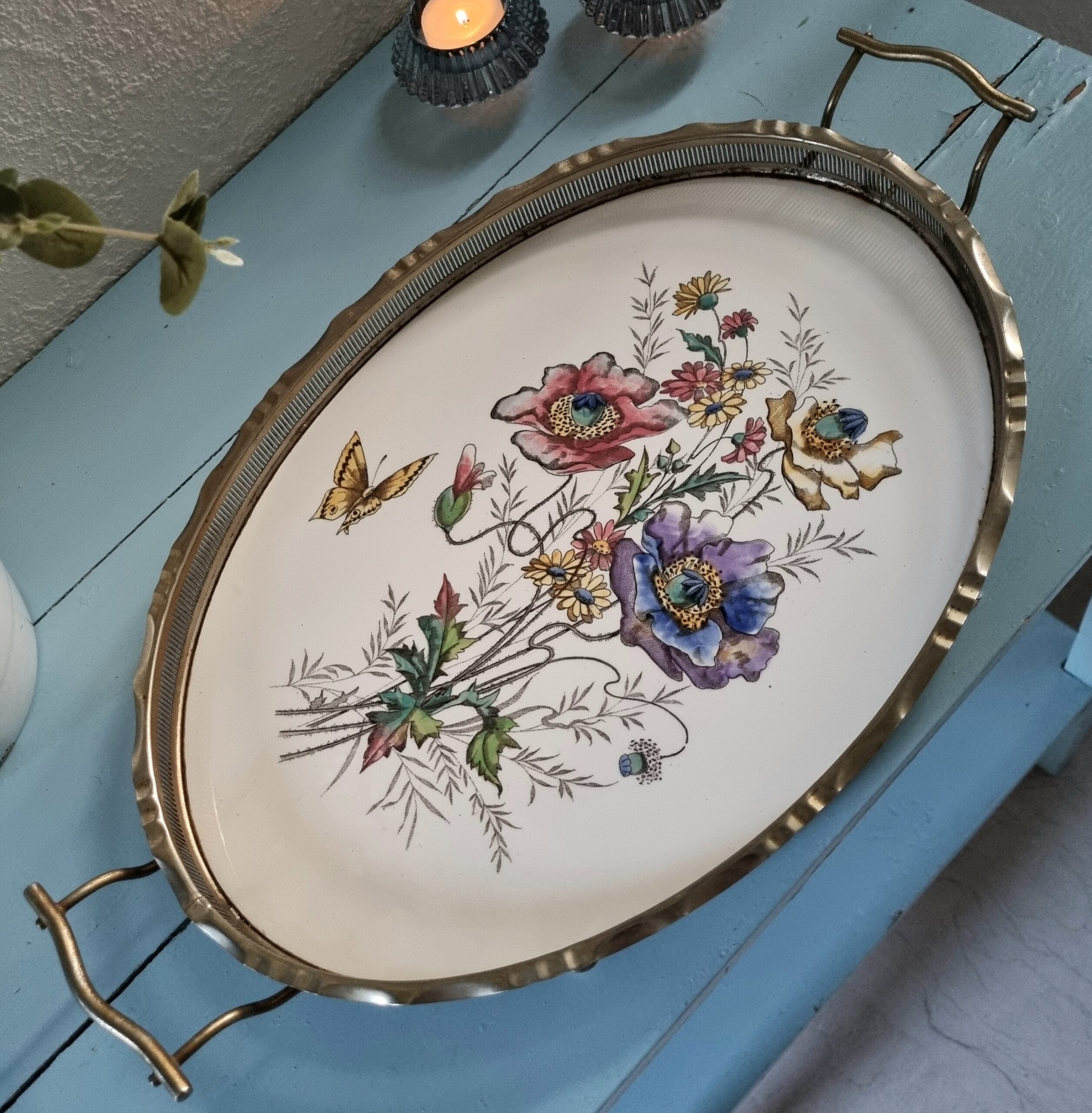 Romantisk oval porcelæns bakke