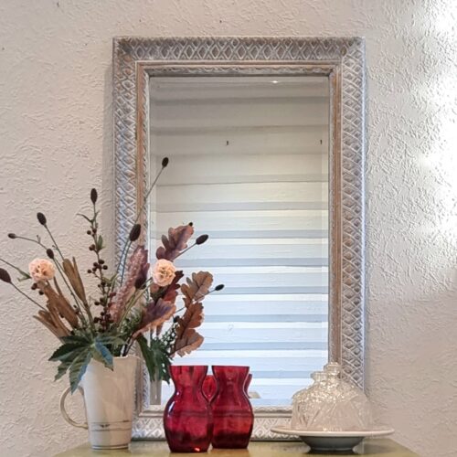 Vintagemalet facetslebet spejl med fin patinerings effekt