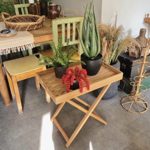 Flot bakkebord i robust træ – kan klappes sammen