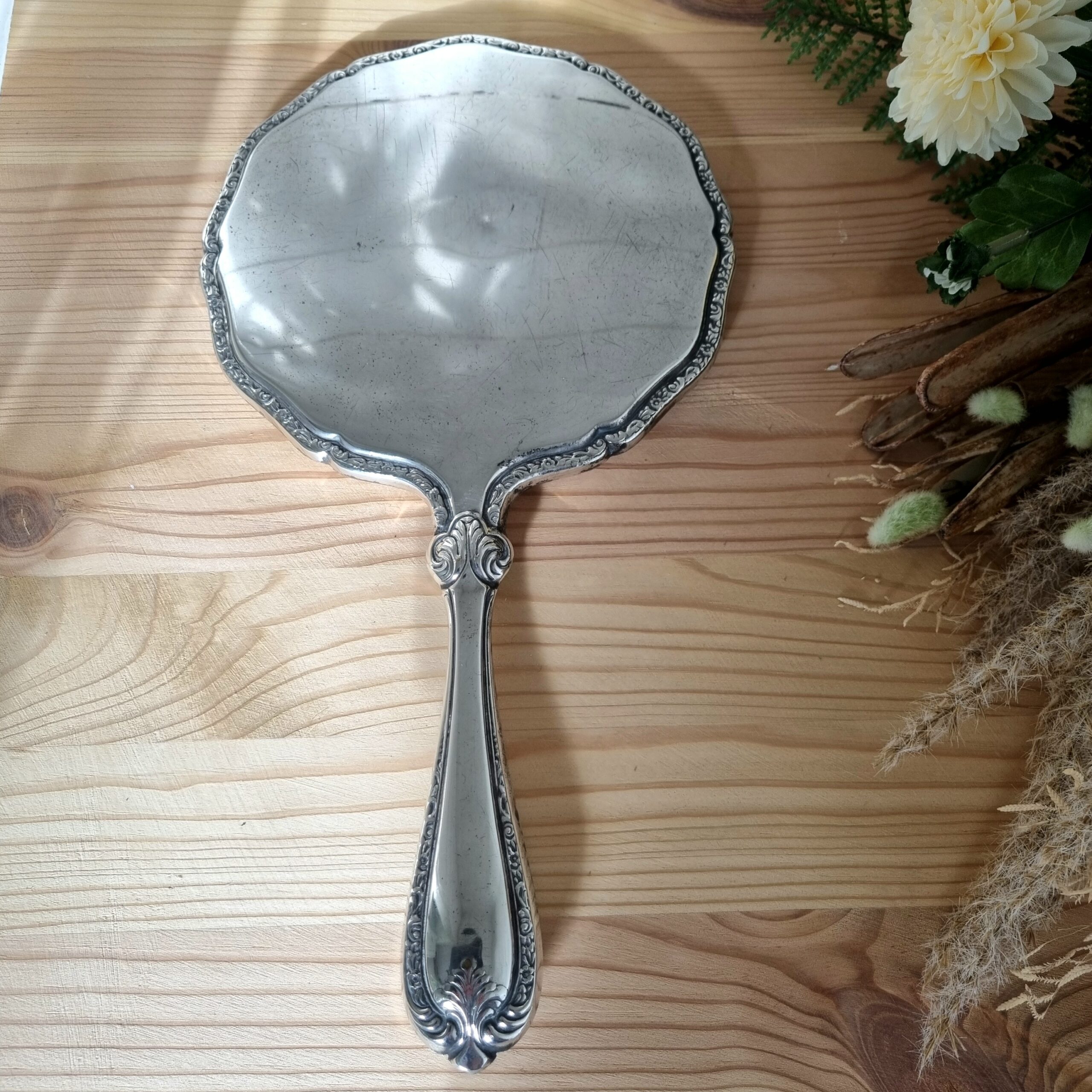 Antikt facetslebet håndspejl