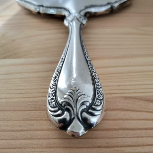 Antikt facetslebet håndspejl i pletsølv – virkelig smukt