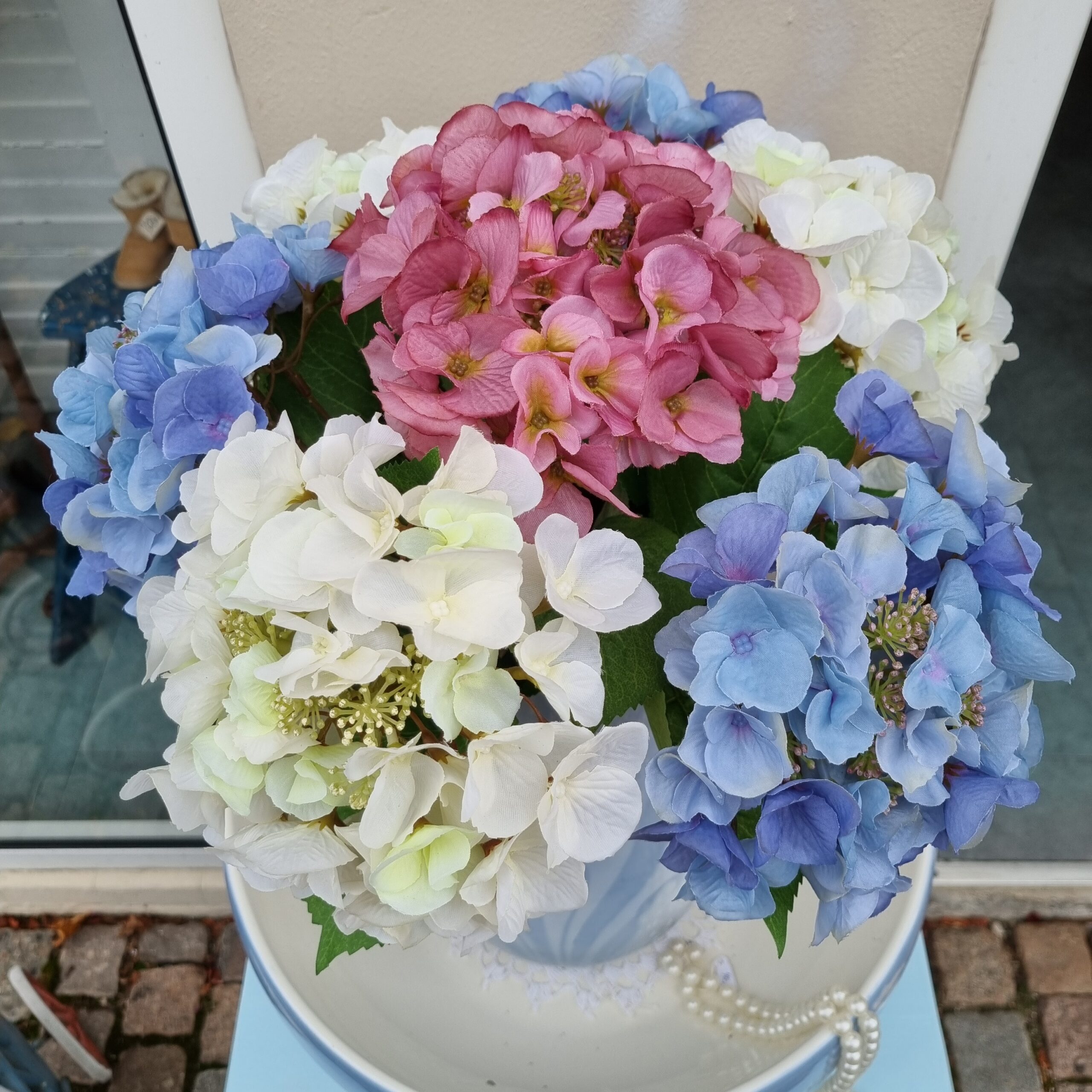 Store smukke Hortensia med flotte blomster hoveder