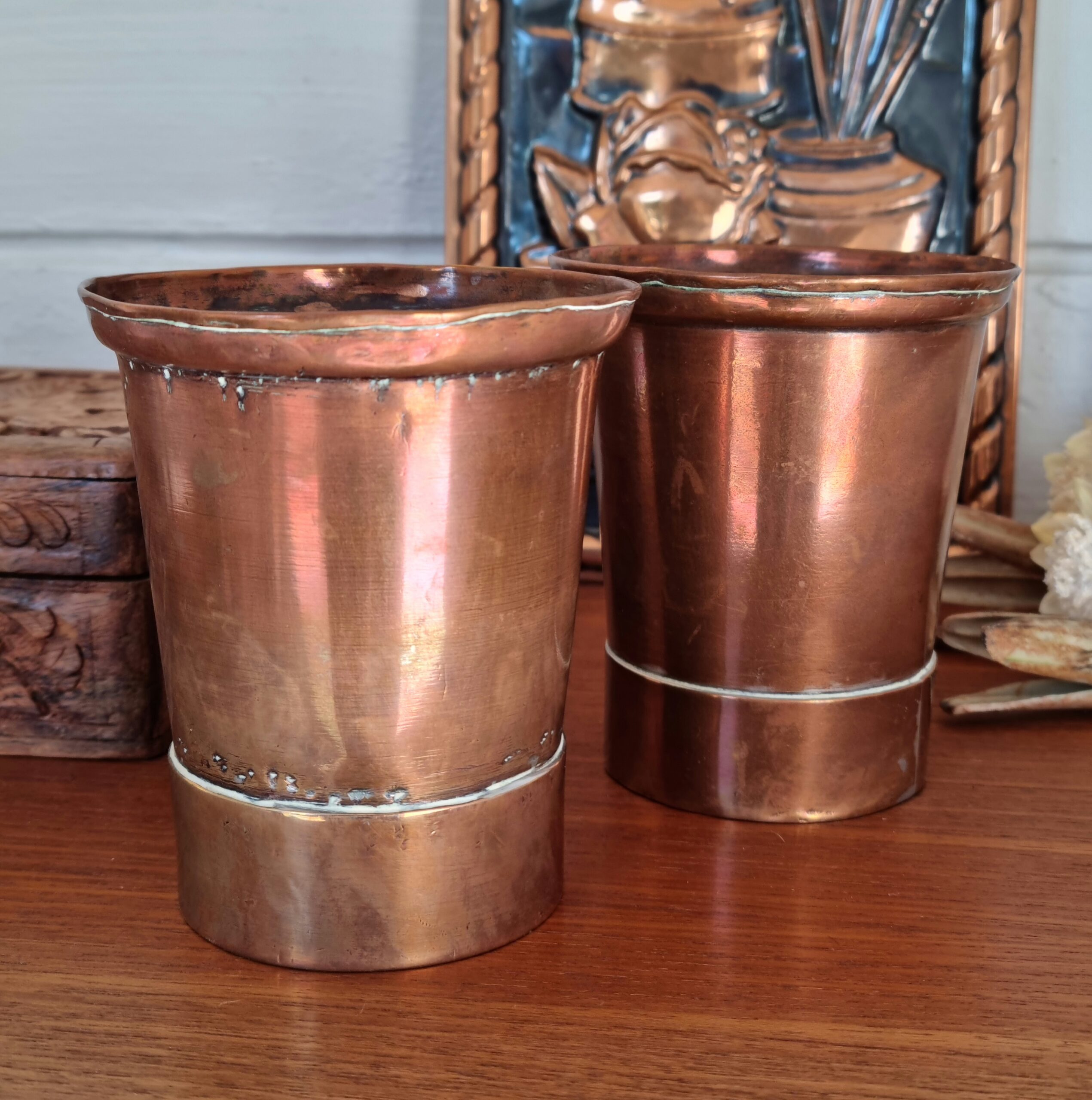 Søde gamle kobber potter med tinbund