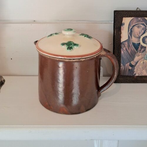 Gammel svensk lerkande med låg – smukt patineret