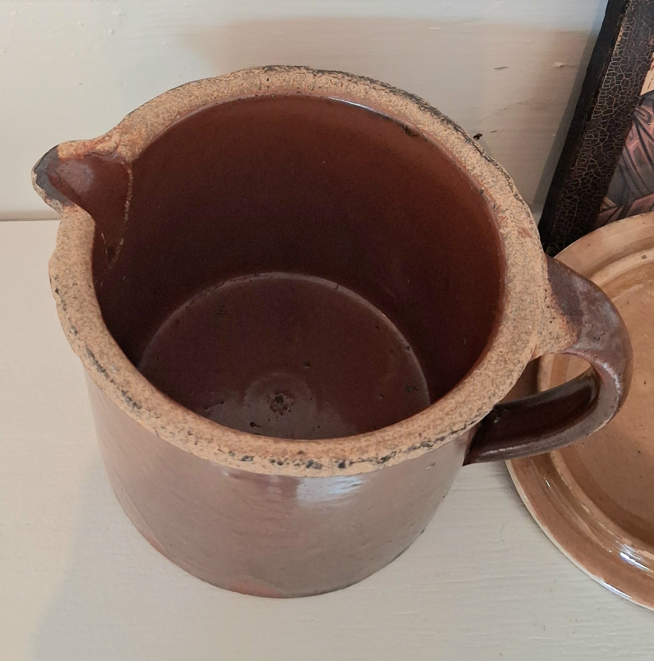 Gammel svensk lerkande med låg - smukt patineret - Billede 3