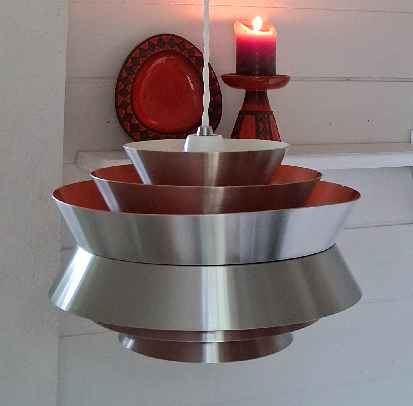 Retro loftlampe i stål/orange