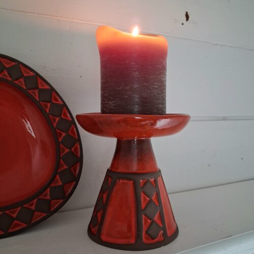 Flot orange Frank keramik stage til bloklys