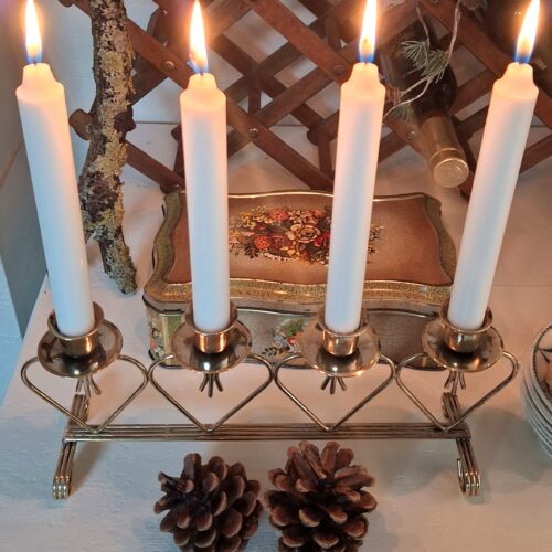 Sød hjerteformet Adventsstage i messing