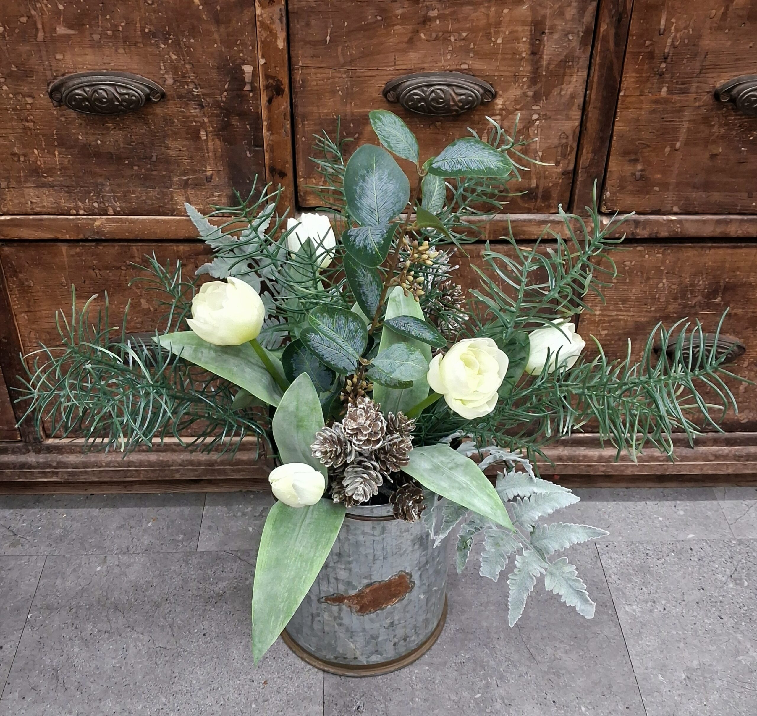 Flot rustik jernspand med hank - recycled