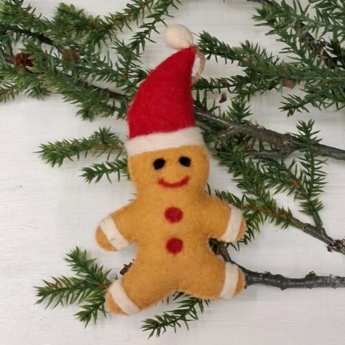 Sød Julekagemand i filt – til ophæng og dekorationer