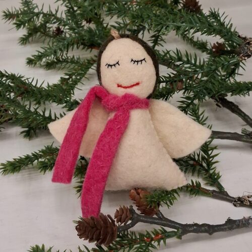 Sød Juleengel i filt – til ophæng og dekorationer