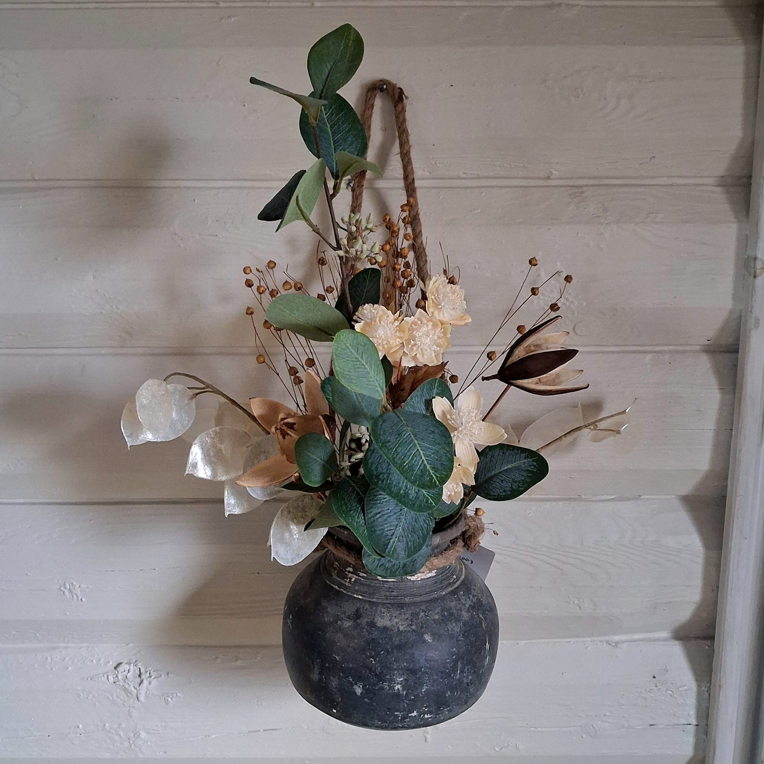 Rustik lerpotte med reb