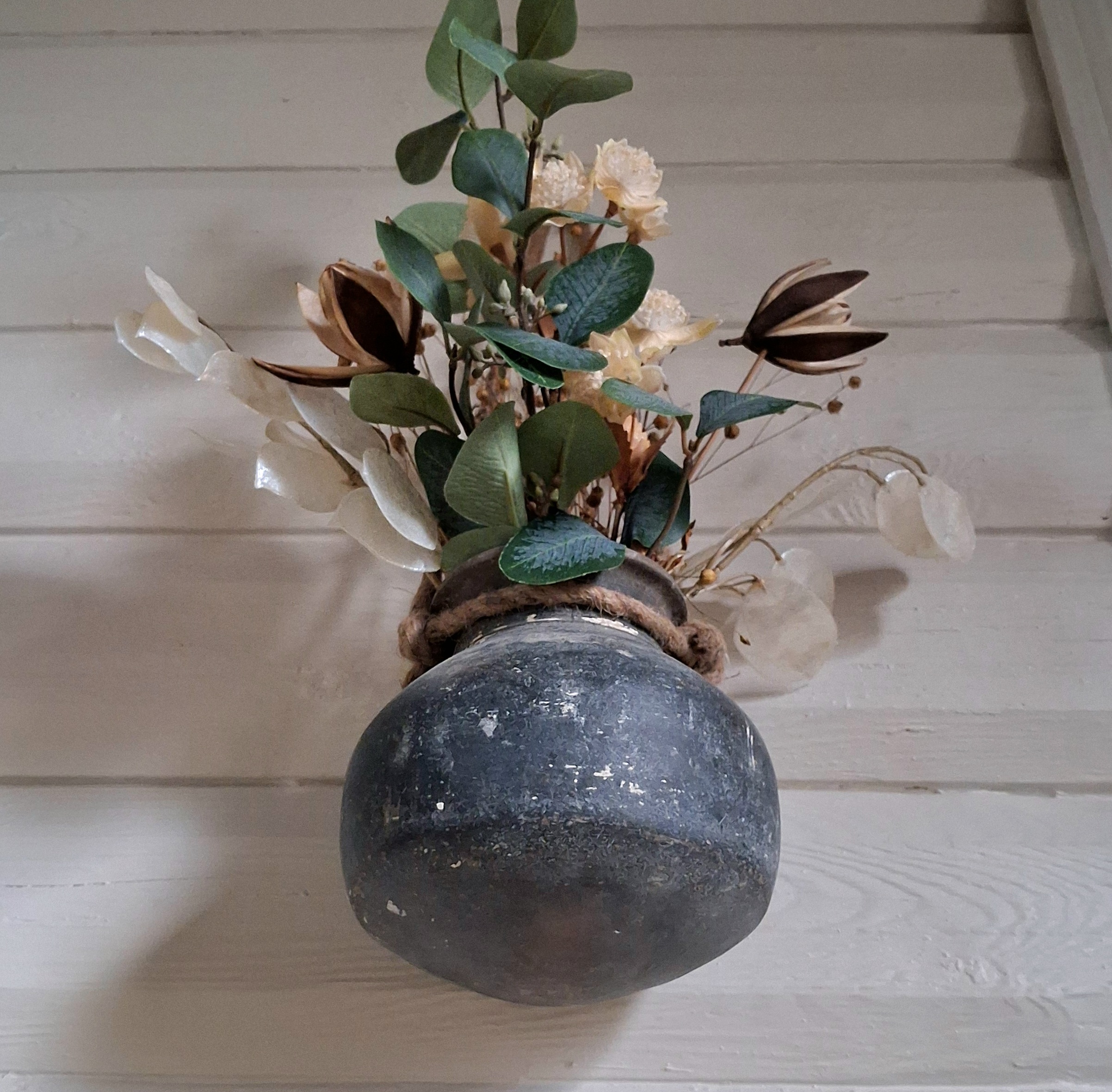 Rustik lerpotte med reb