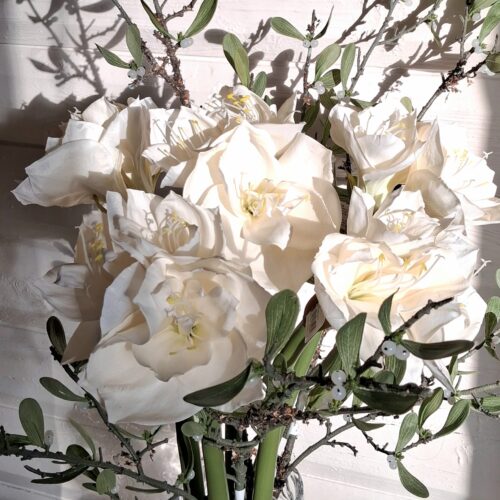 Amaryllis Real Touch hvid med fine bløde blade