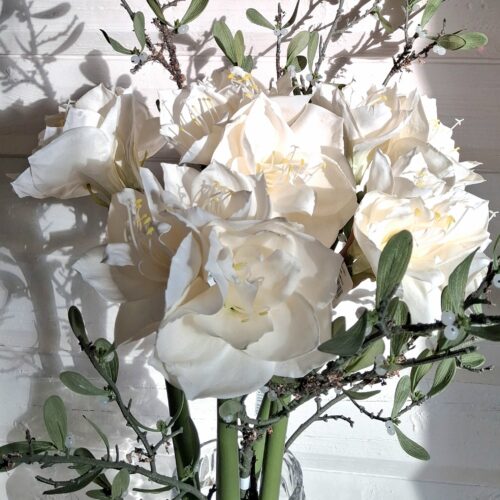 Amaryllis Real Touch hvid med fine bløde blade