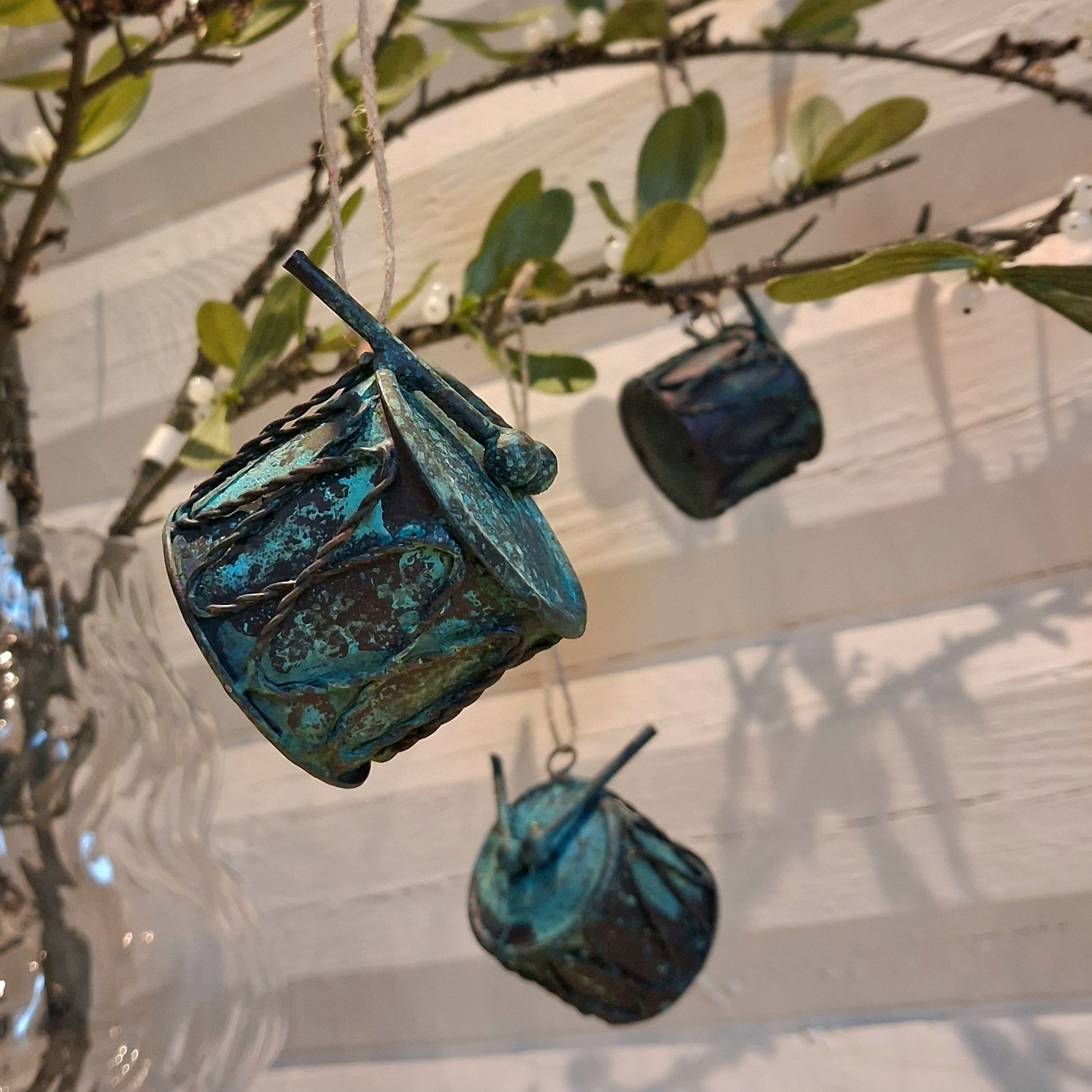 Rustik julepynt - Tromme - recycled jern